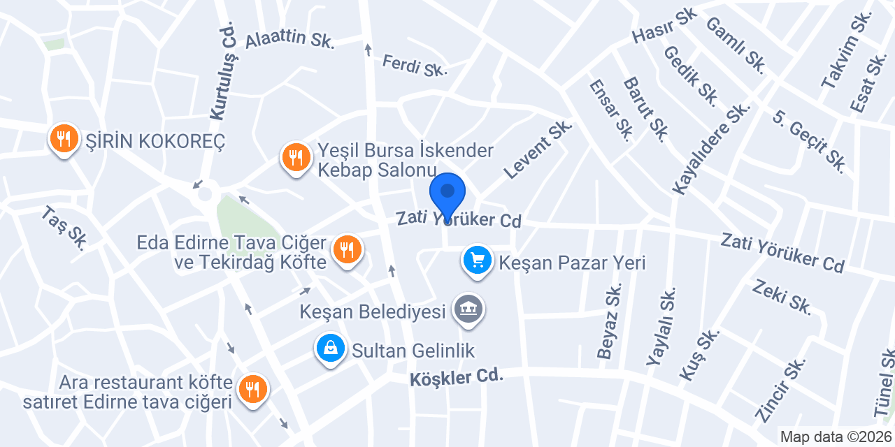 Keleşoğlu İnşaat Malzemeleri Keşan konumu