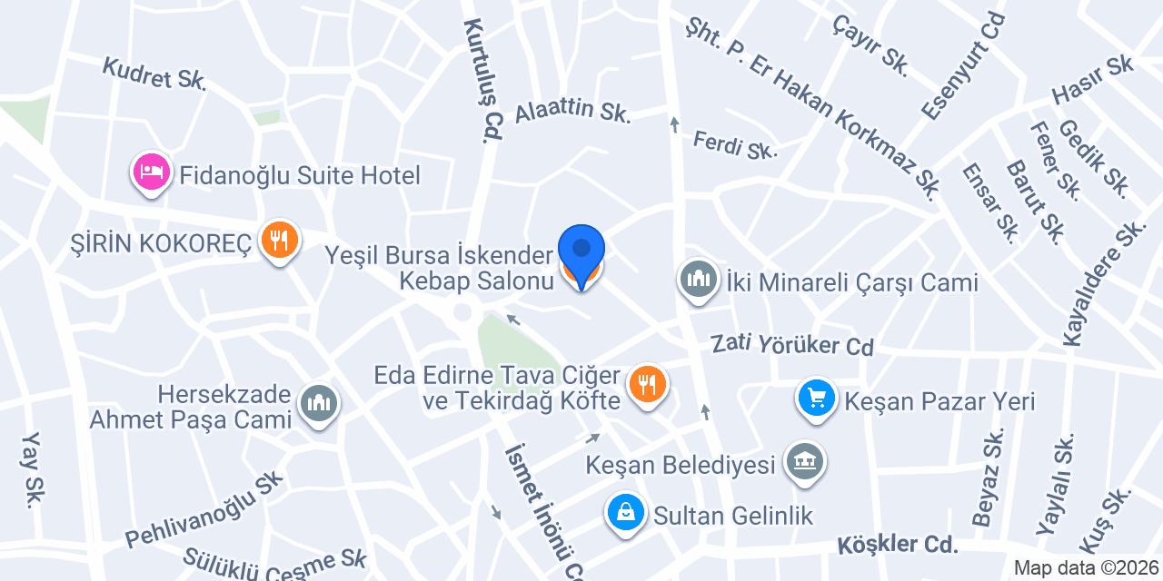 Yeşil Bursa İskender Kebap Salonu konumu