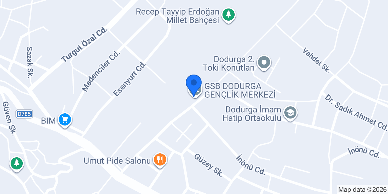 GSB DODURGA GENÇLİK MERKEZİ konumu