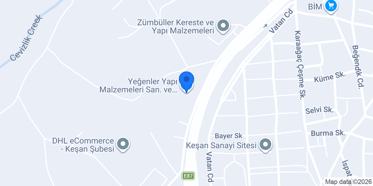 Yeğenler Yapı Malzemeleri San.ve Tic.Ltd.Şti. konumu