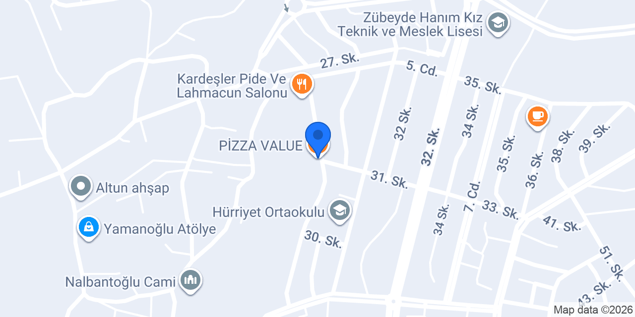 PİZZA VALUE konumu