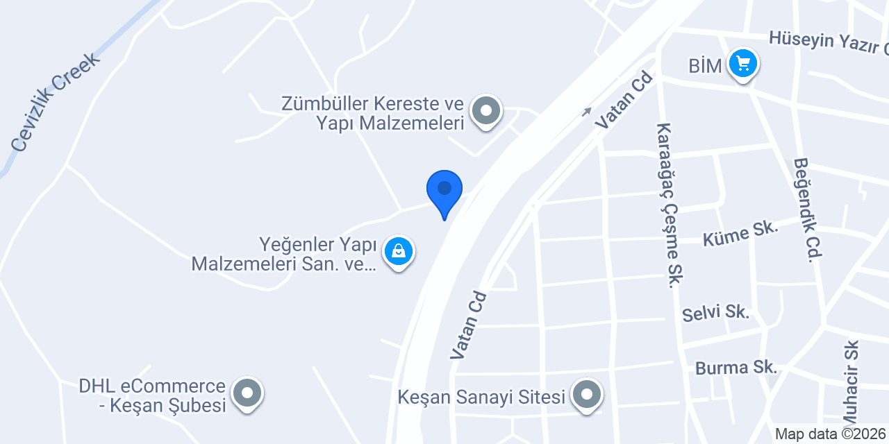 Saçar Vinç Hafriyat Keşan konumu