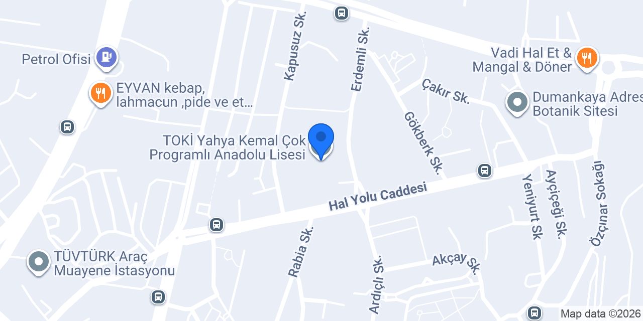 TOKİ Yahya Kemal Çok Programlı Anadolu Lisesi konumu