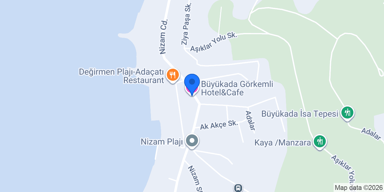 Büyükada Görkemli Hotel&Cafe konumu