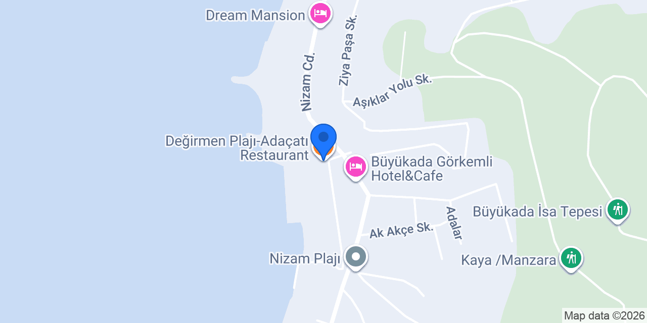 Değirmen Plajı-Adaçatı Restaurant konumu