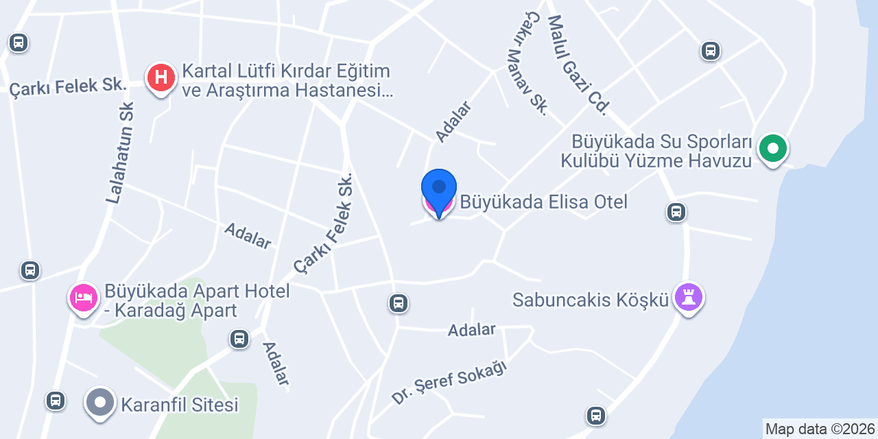 Büyükada Elisa Otel konumu