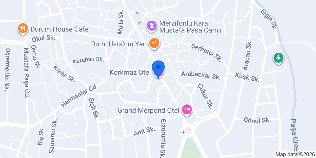 Korkmaz Otel konumu