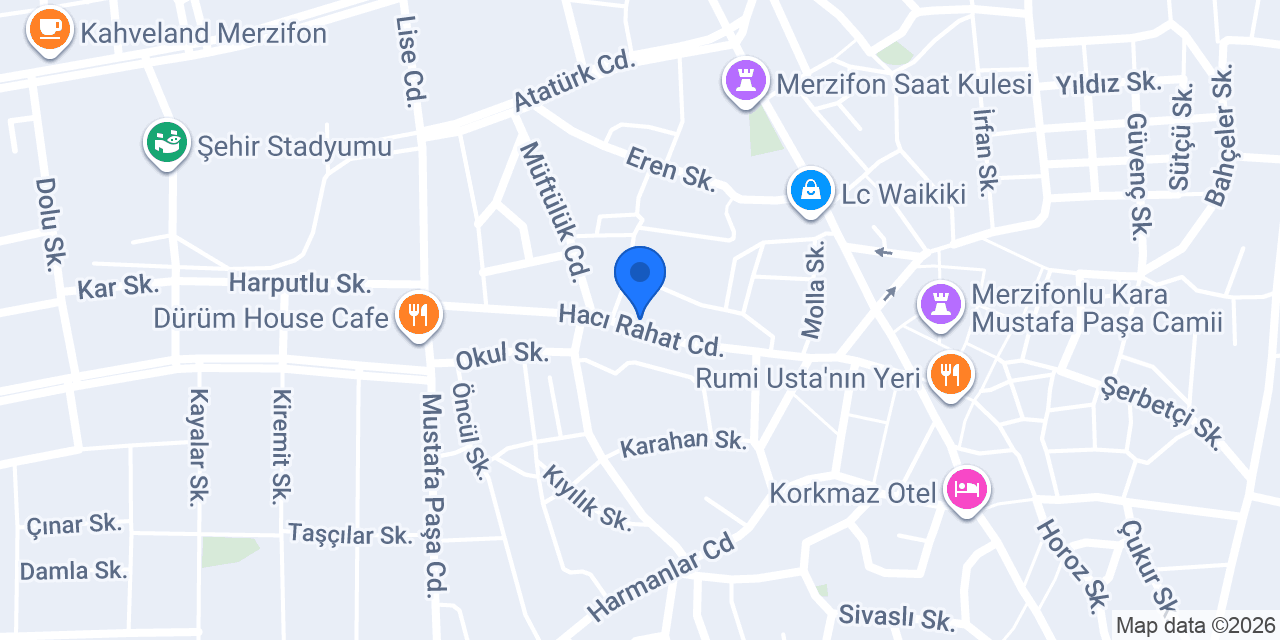 Evilla Avm Merzifon Şube konumu