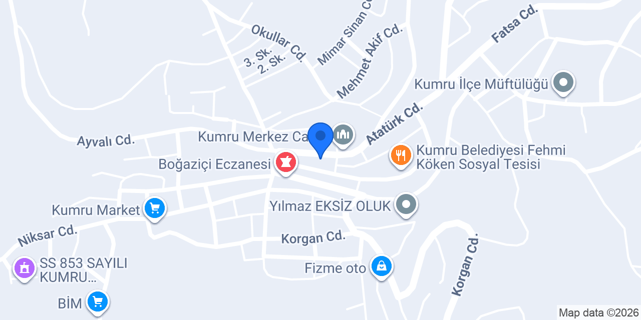 Halkbank Kumru Şubesi konumu