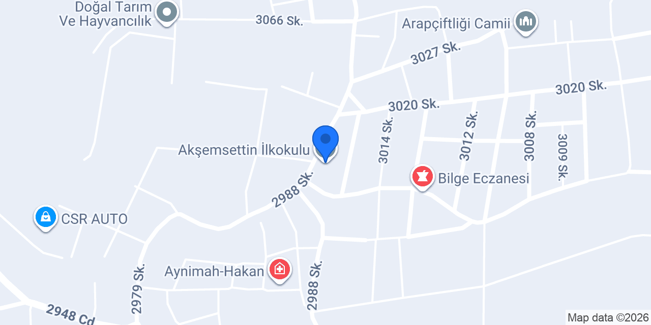 Akşemsettin İlkokulu konumu