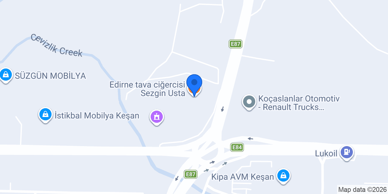 Edirne tava ciğercisi Sezgin Usta konumu