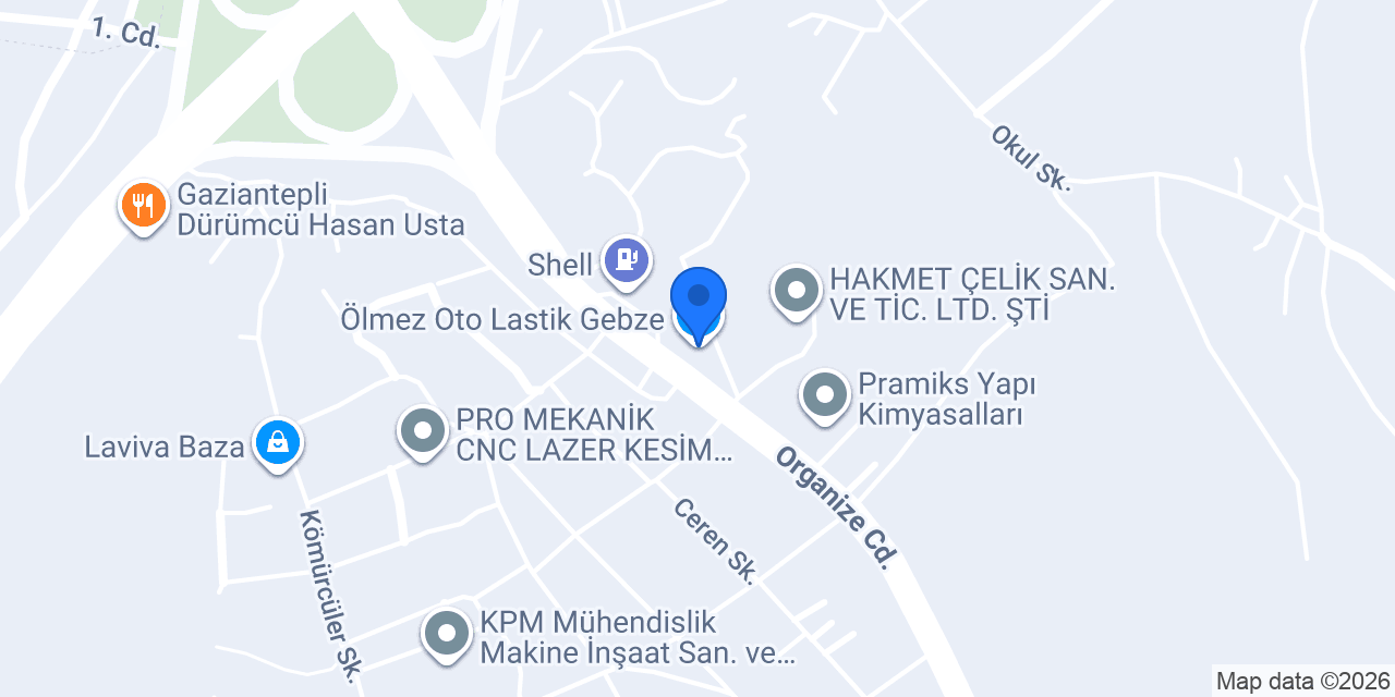 Ölmez Oto Lastik Gebze konumu