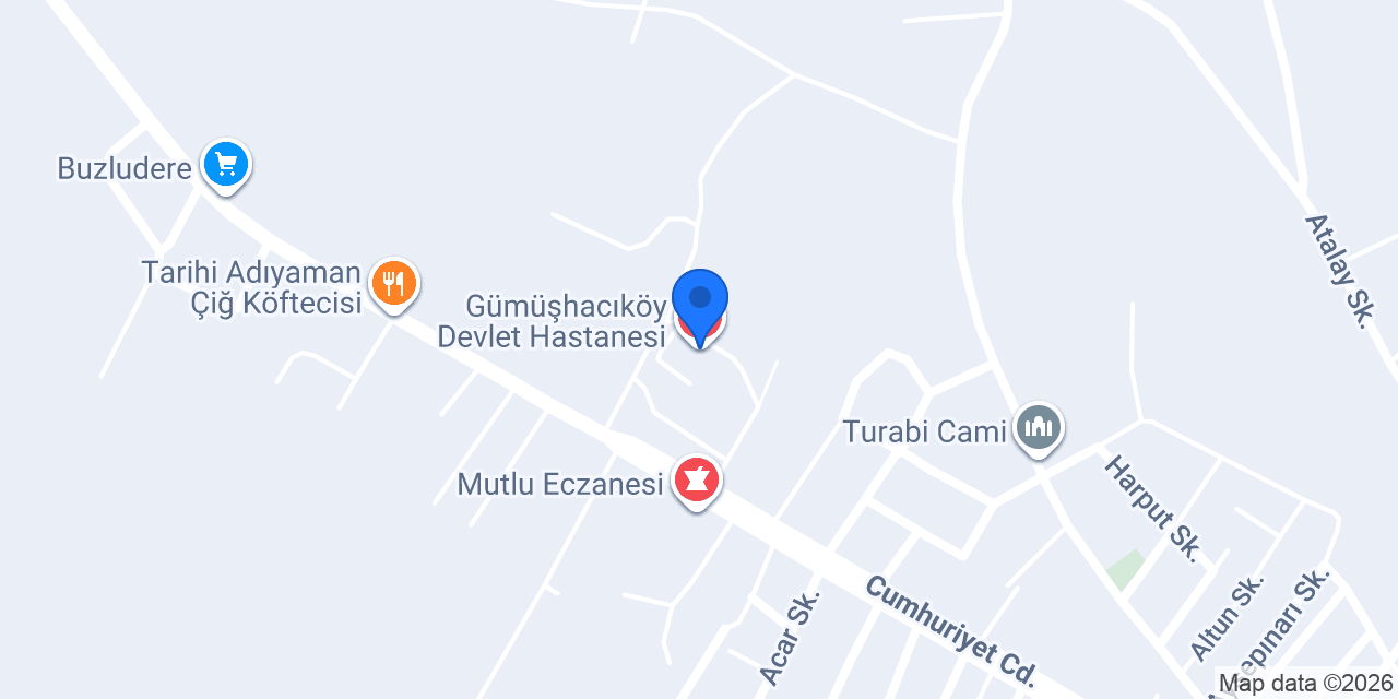 Gümüşhacıköy Devlet Hastanesi konumu