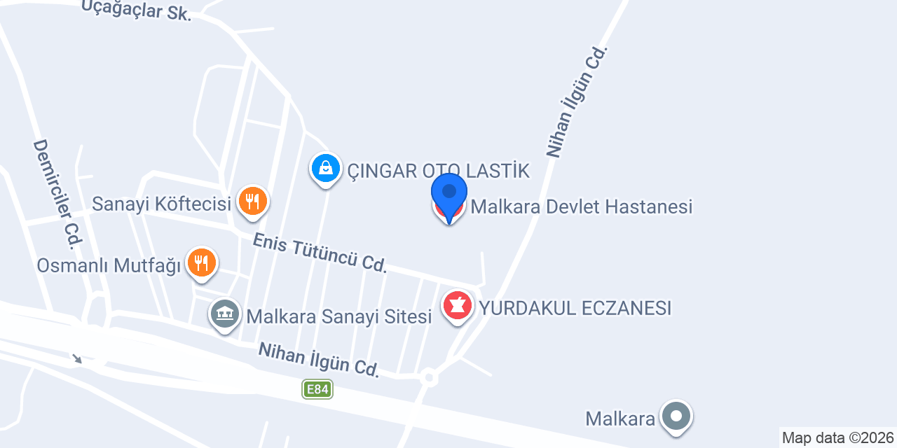 Malkara Devlet Hastanesi konumu
