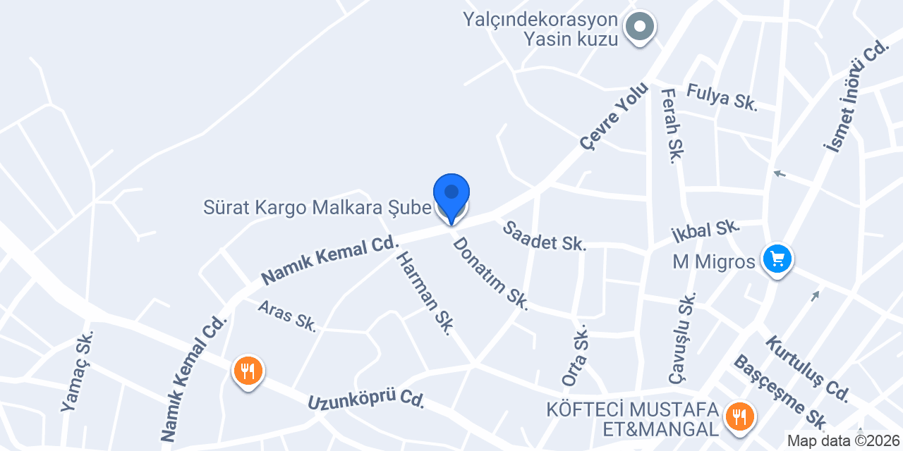 Sürat Kargo Malkara Şube konumu