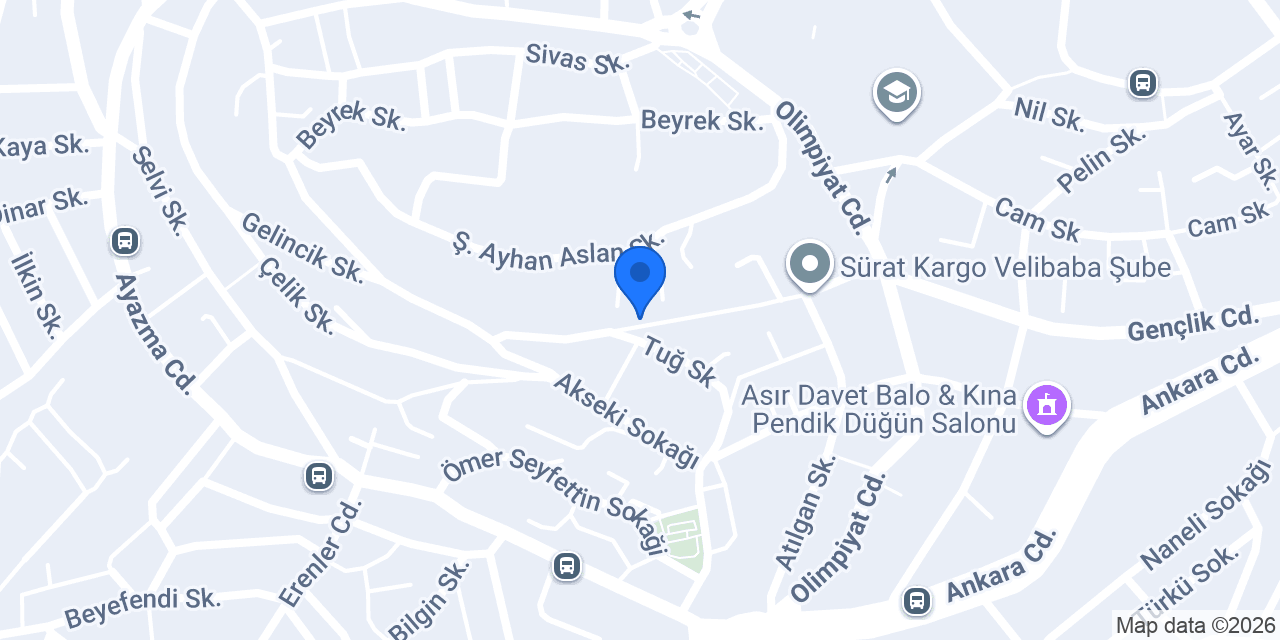 Çınardere Kız Yurdu konumu