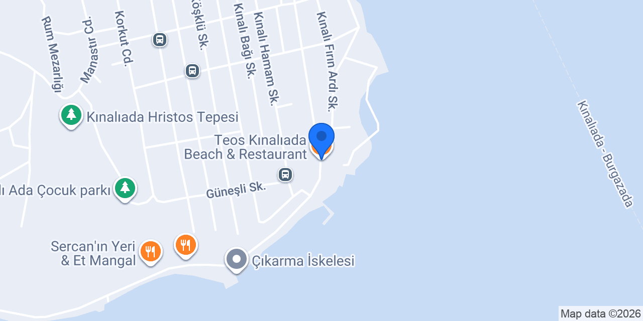 Teos Kınalıada Beach & Restaurant konumu