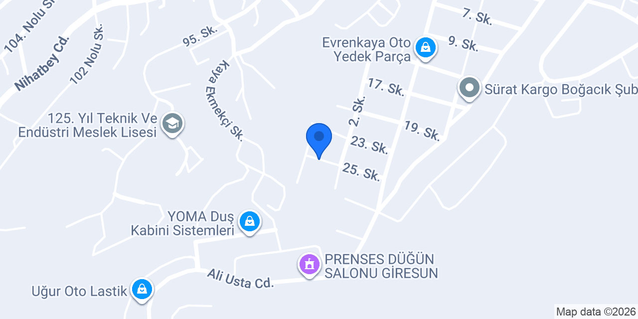 Giresun ferforje çelik cati konumu