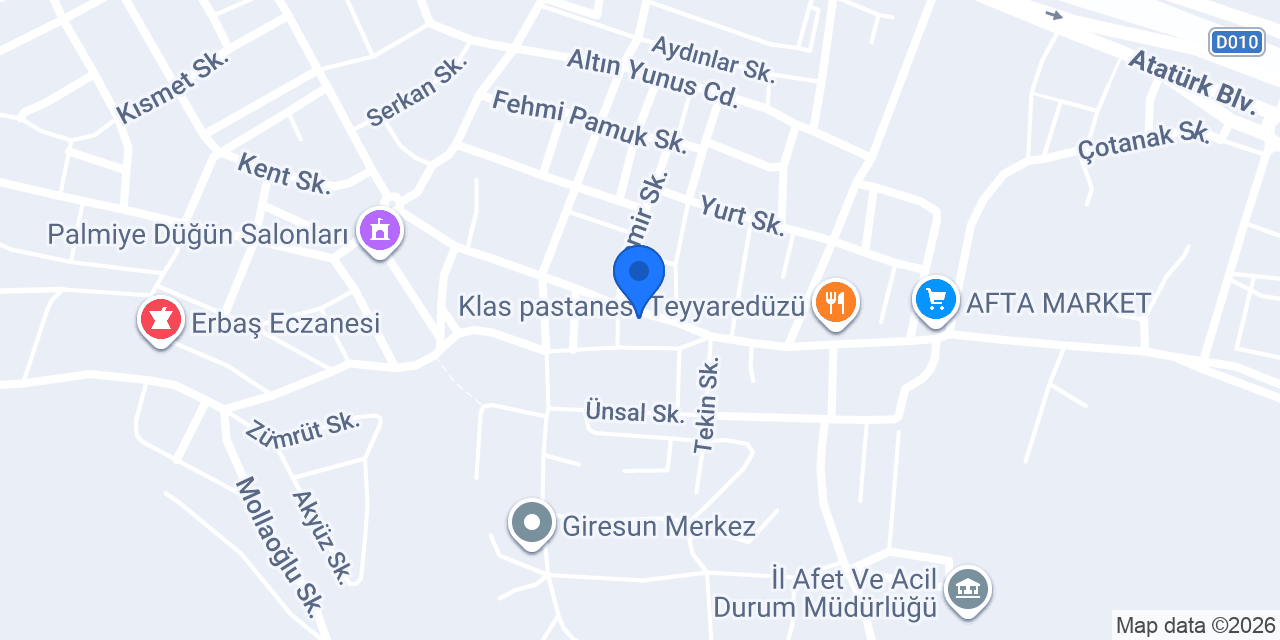 Urfa Yörem Baklavaları Giresun konumu