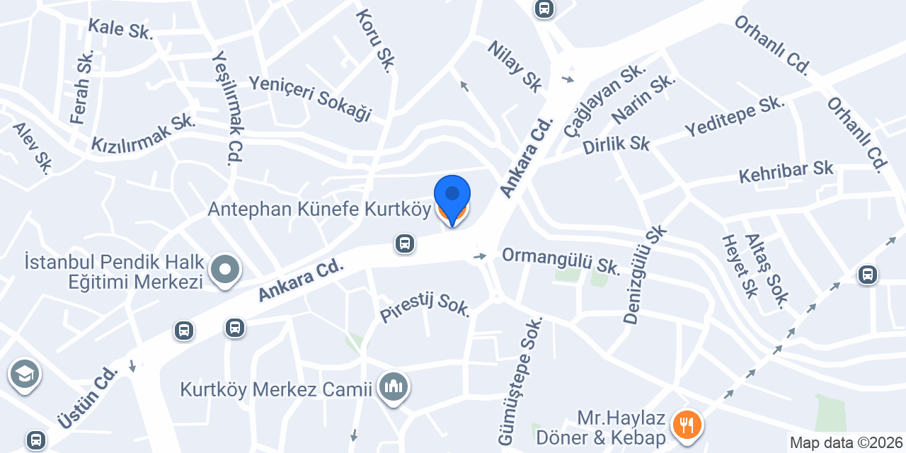 Antephan Künefe Kurtköy konumu
