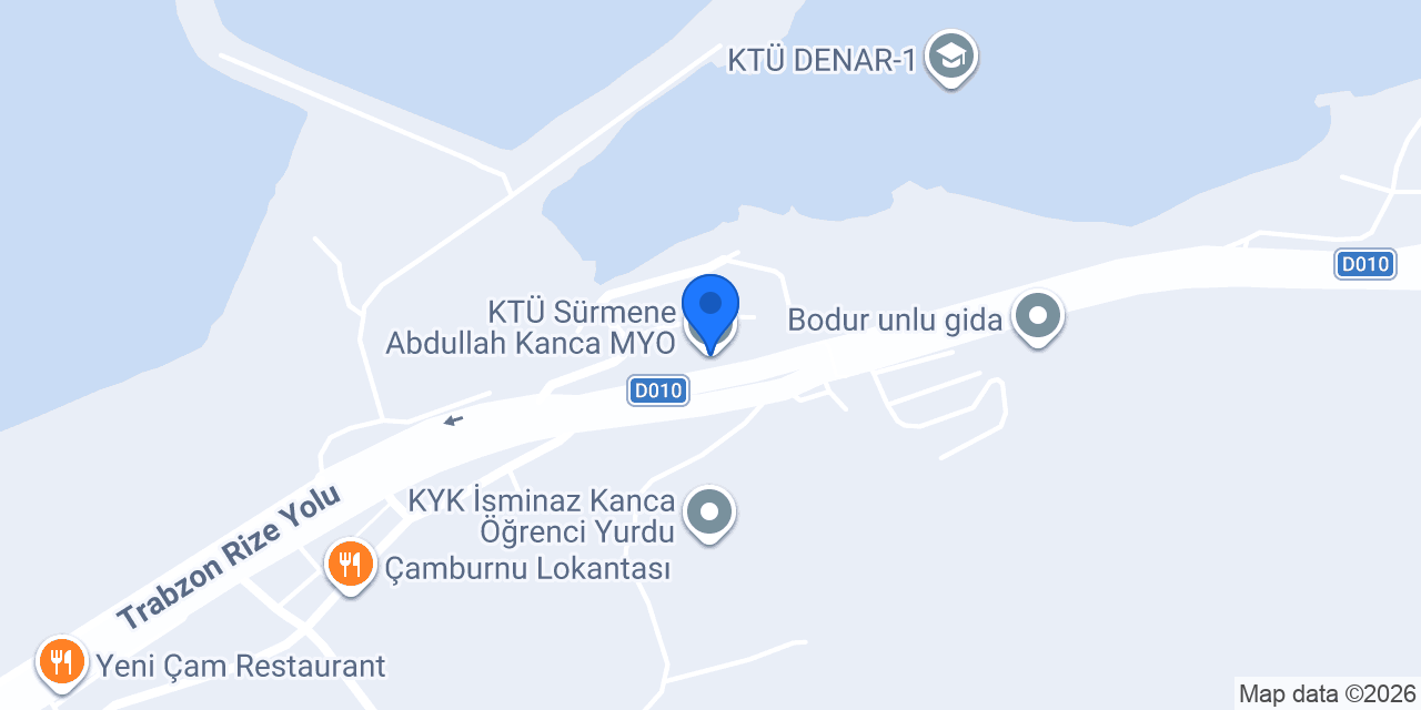 KTÜ Sürmene Abdullah Kanca MYO konumu