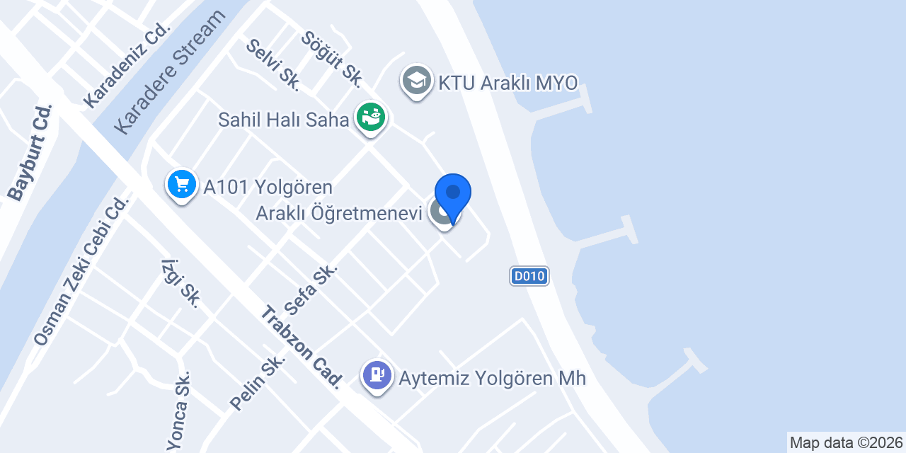 Araklı Öğretmenevi konumu