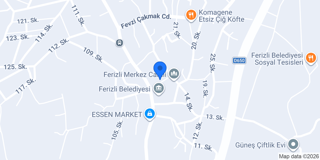 Aksatur Ferizli Şubesi konumu