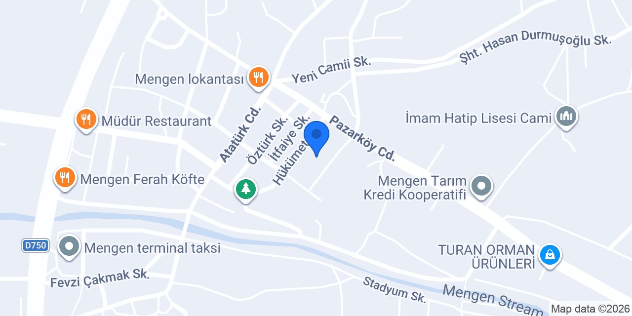 Mengen İlçe Nüfus Müdürlüğü konumu