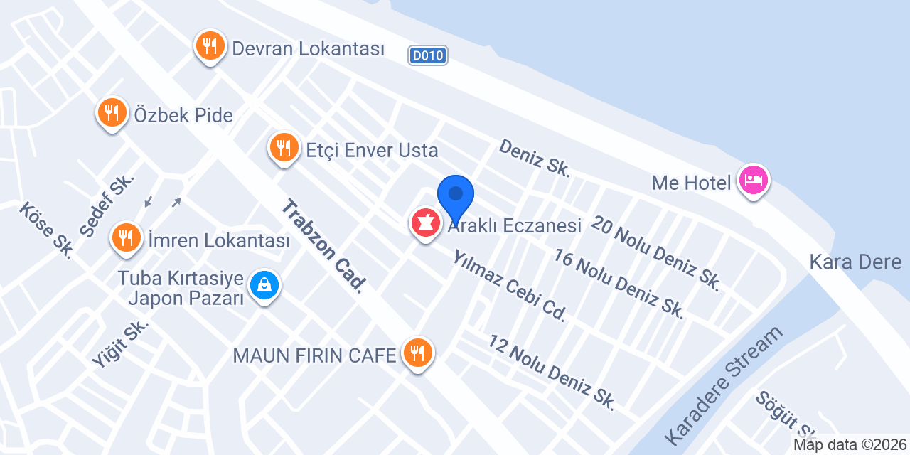 Araklı Aile Sağlığı Merkezi konumu