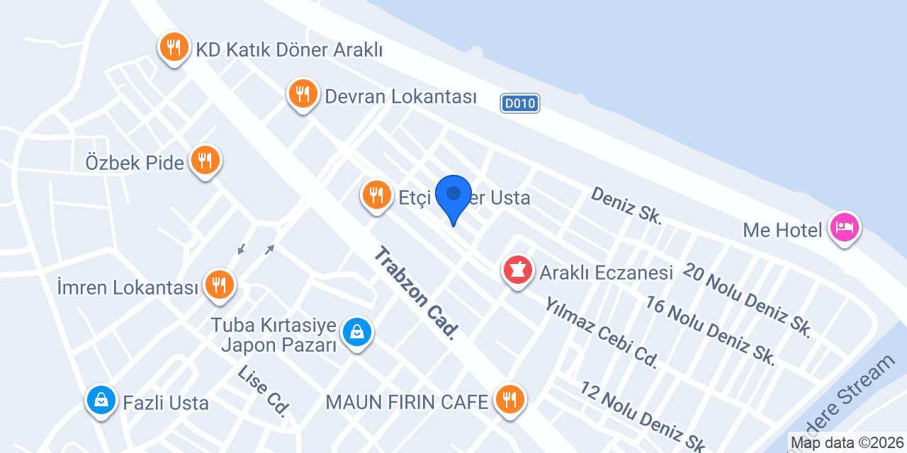 Araklı İlçe Sağlık Müdürlüğü konumu