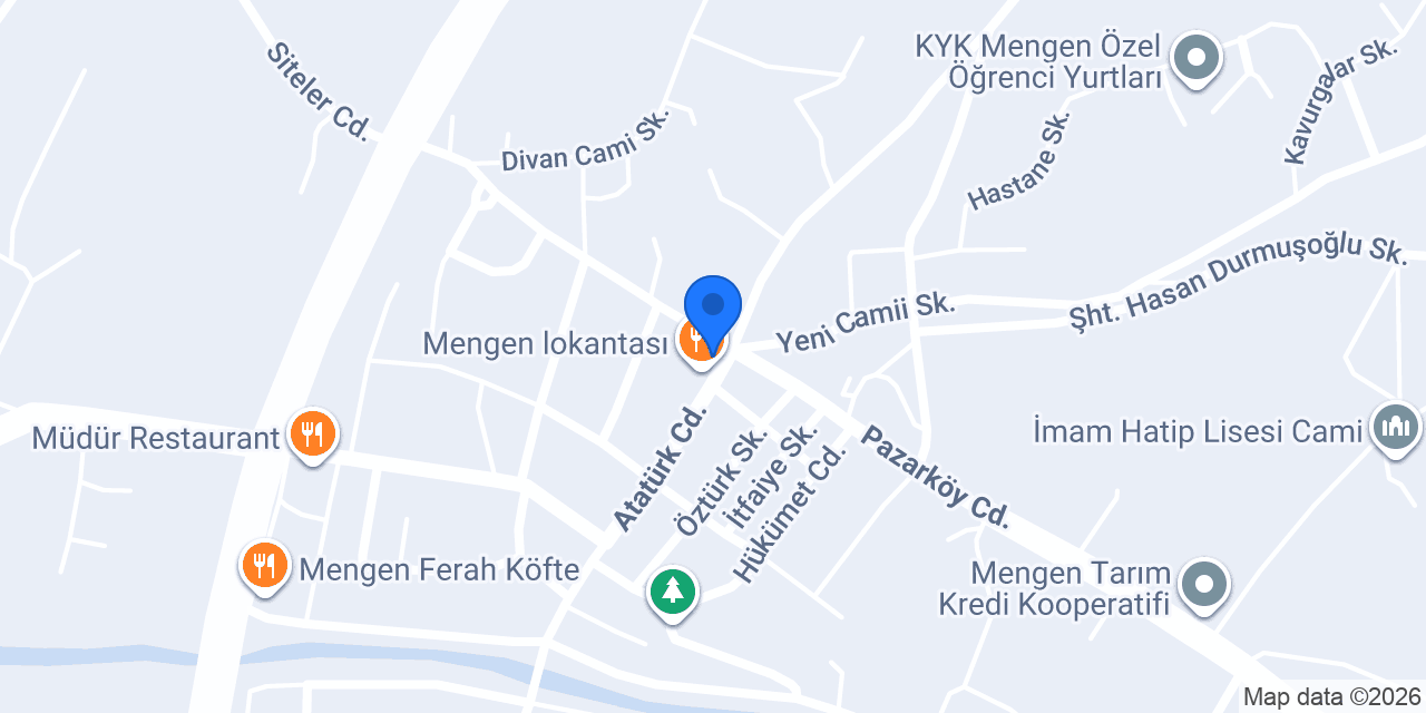 Mengen lokantası konumu