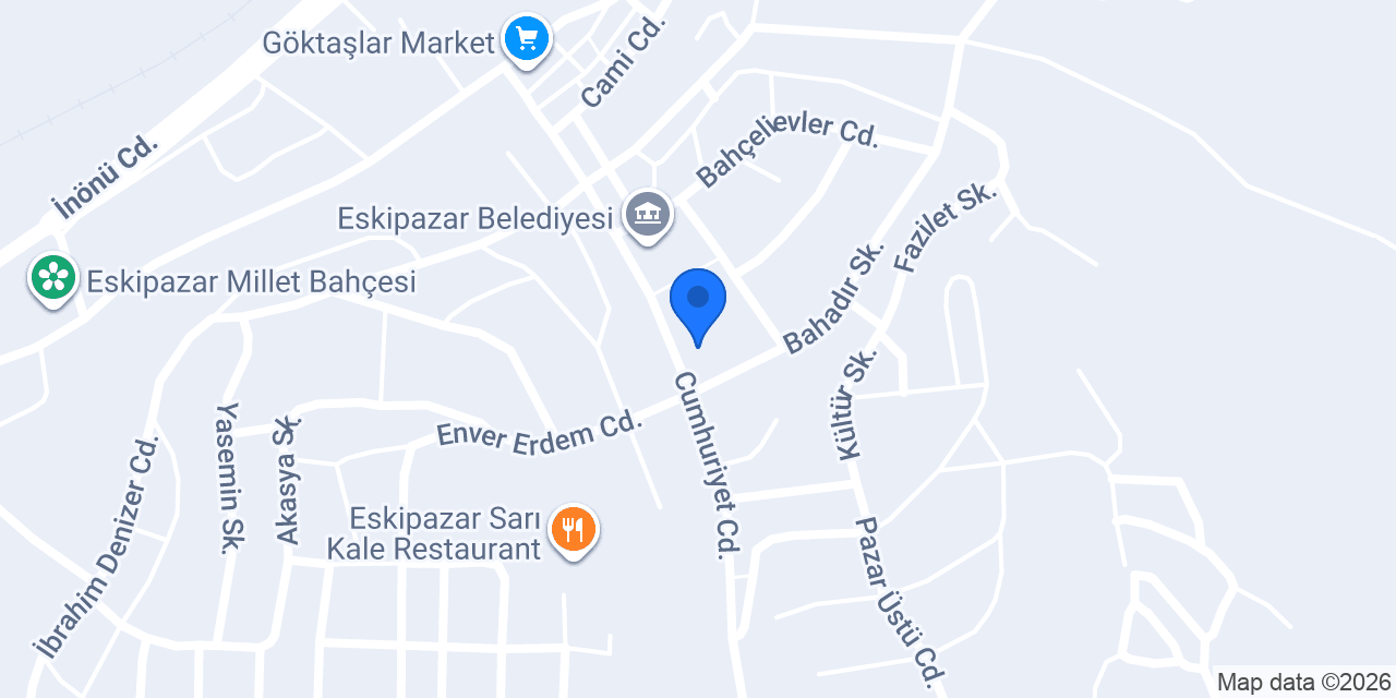 Eskipazar Tapu Sicil Müdürlüğü konumu