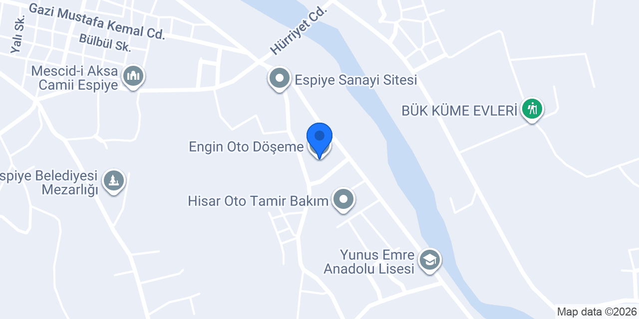 Engin Oto Döşeme konumu