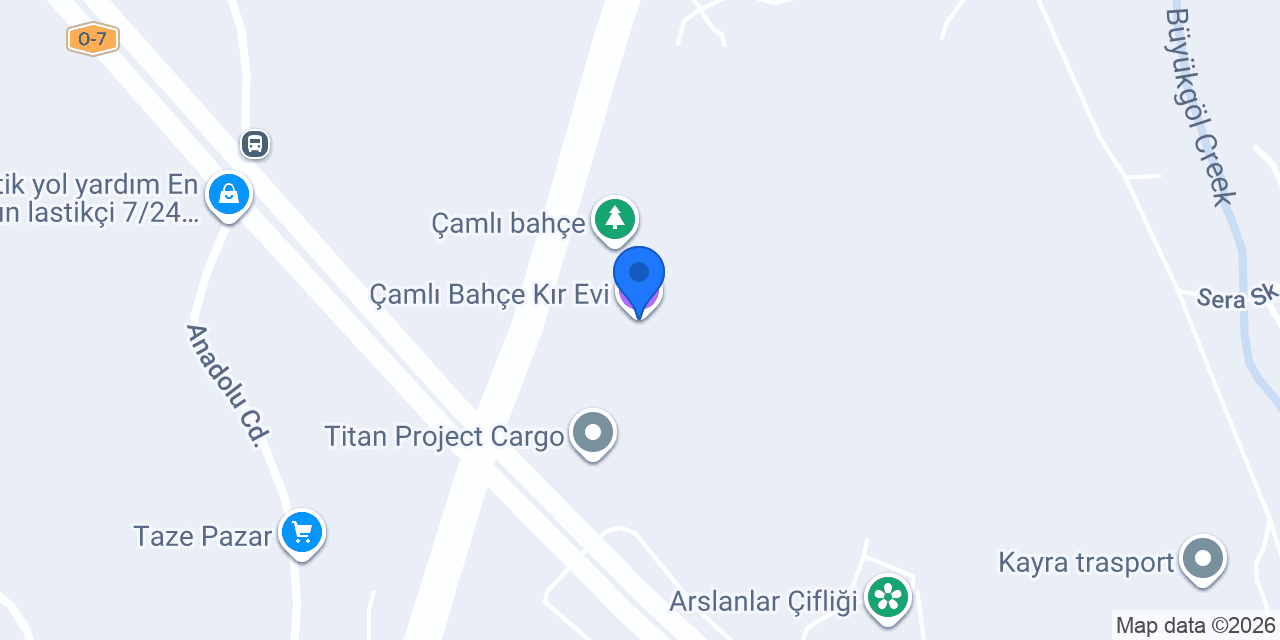 Çamlı Bahçe Kır Evi konumu