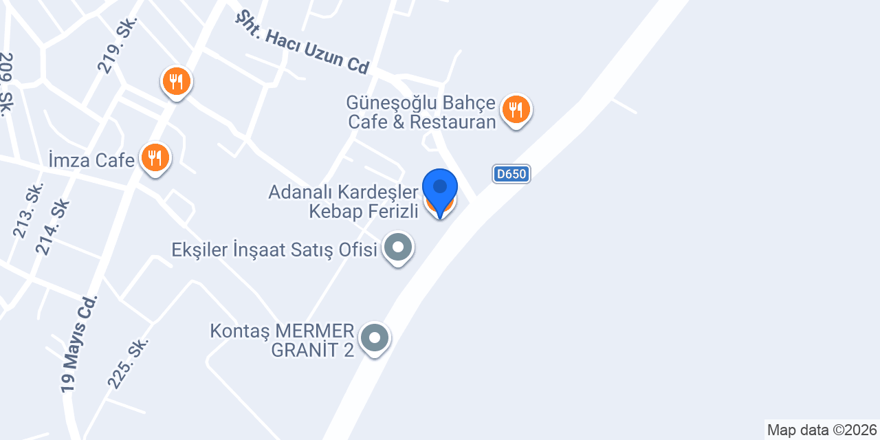 Adanalı Kardeşler Kebap Ferizli konumu