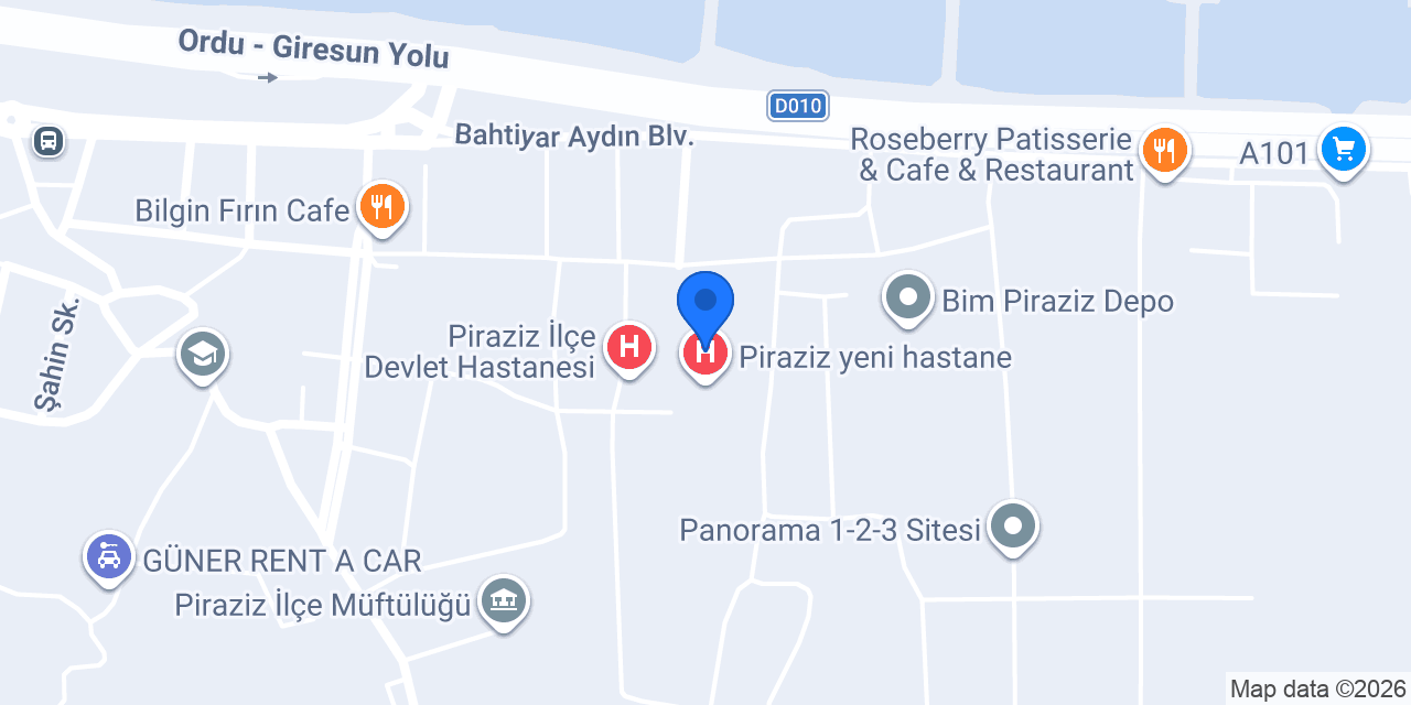Piraziz İlçe Devlet Hastanesi konumu