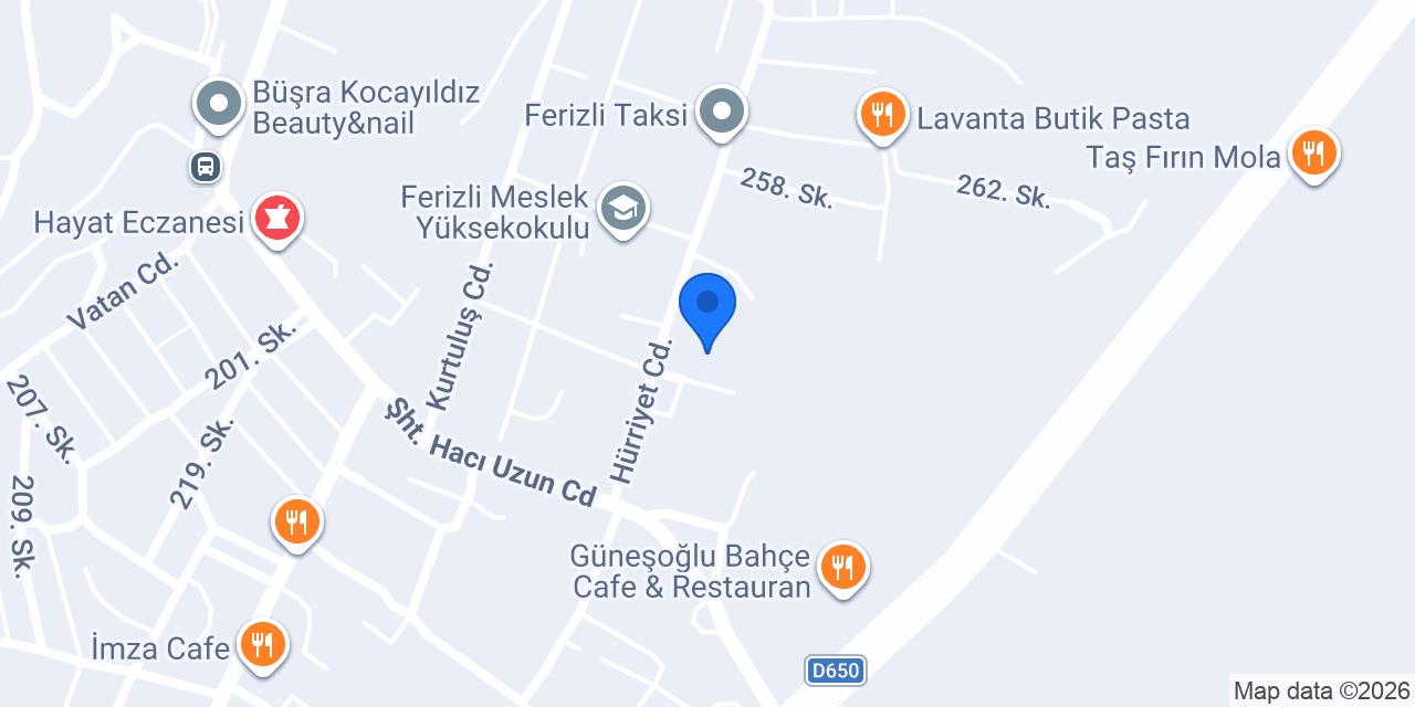 Ferizli İlçe Sağlık Müdürlüğü konumu
