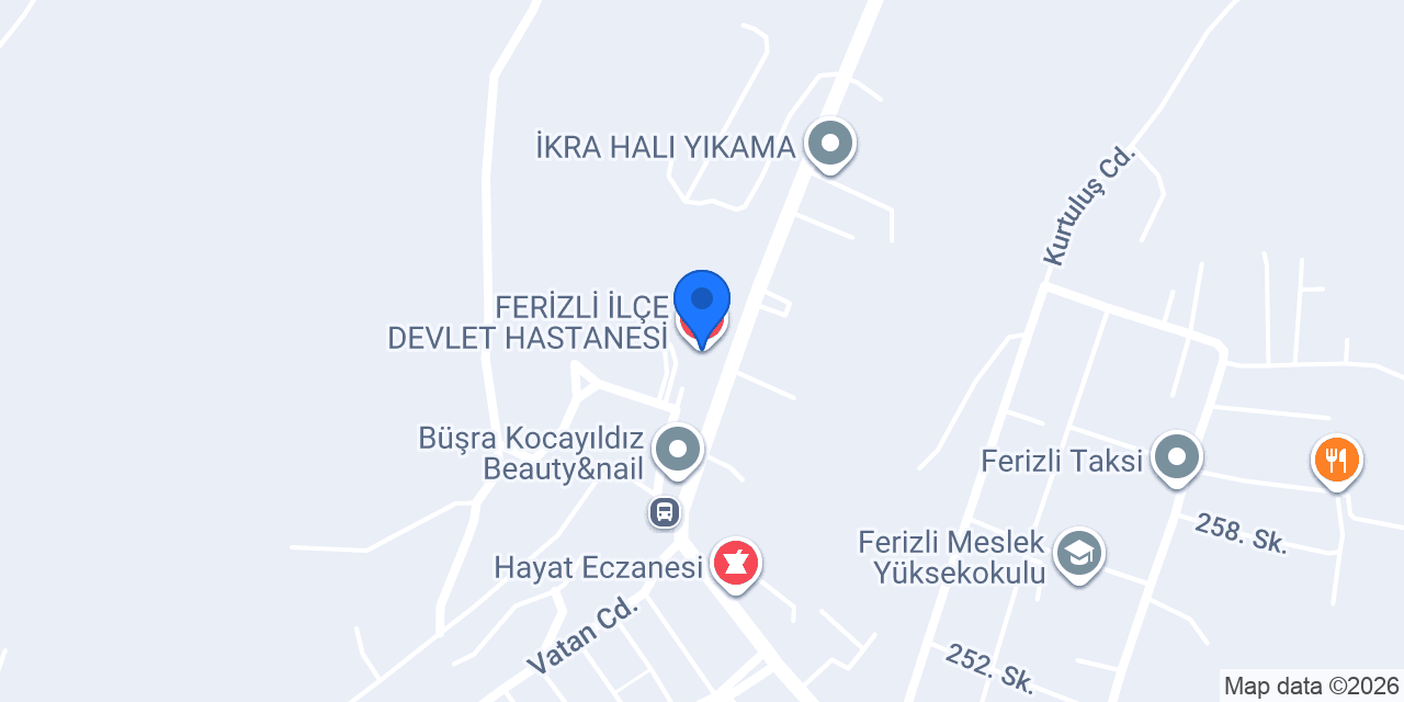 FERİZLİ İLÇE DEVLET HASTANESİ konumu