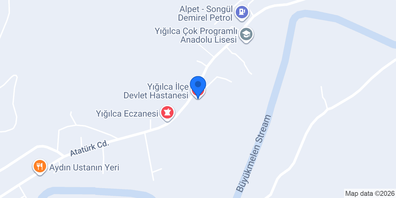Yığılca İlçe Devlet Hastanesi konumu