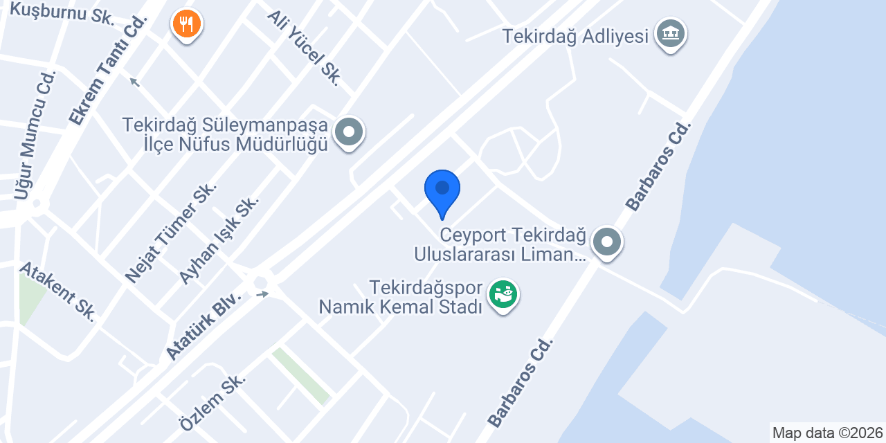 Tekirdağ Tenis Kortu konumu