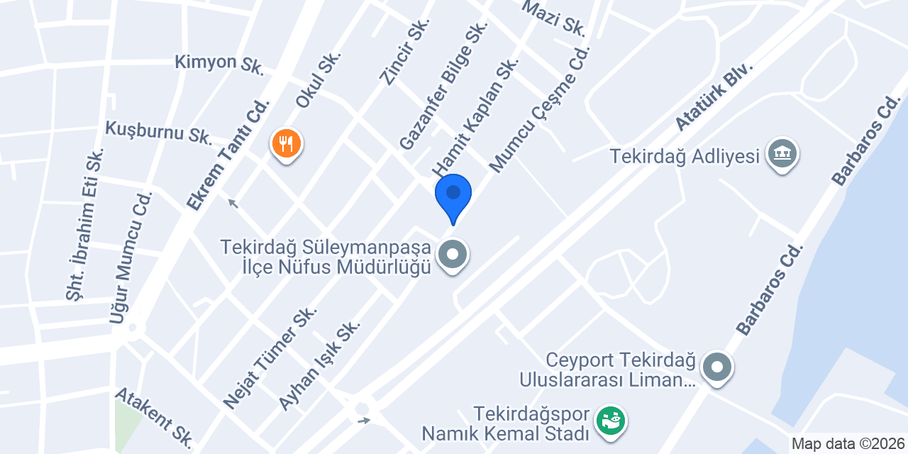 Alfa Veteriner Kliniği - Tekirdağ konumu