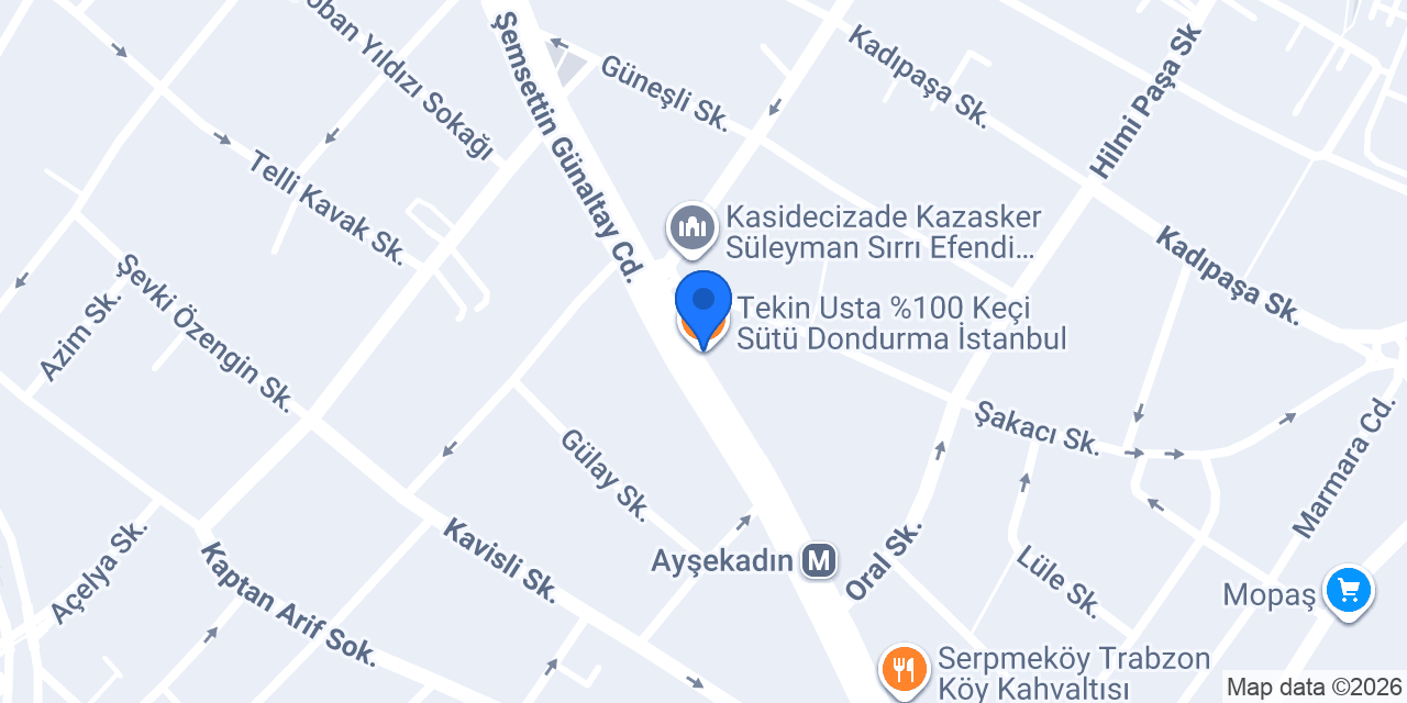Tekin Usta %100 Keçi Sütü Dondurma İstanbul konumu