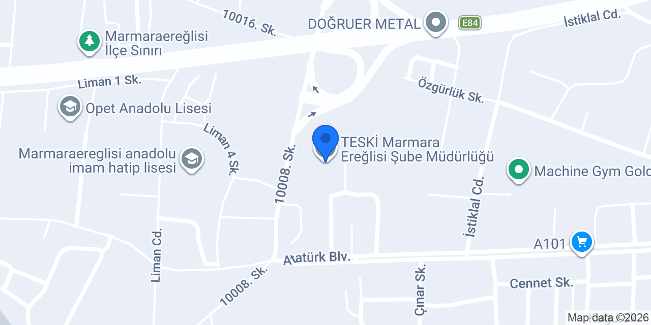 TESKİ Marmara Ereğlisi Şube Müdürlüğü konumu