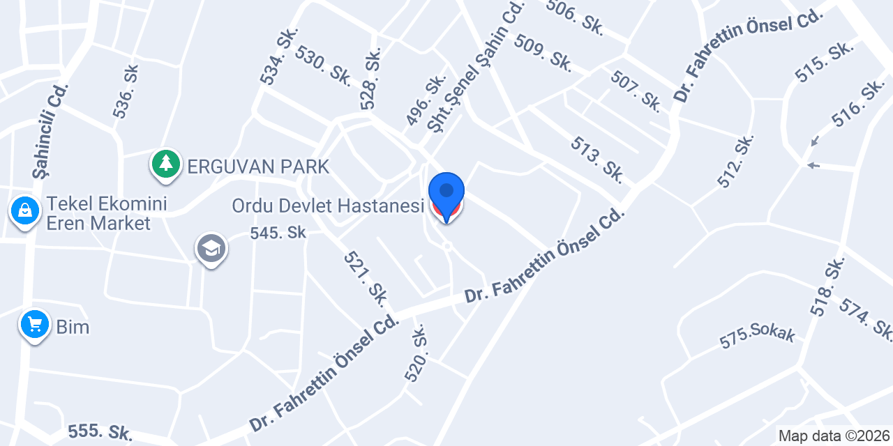 Ordu Devlet Hastanesi konumu