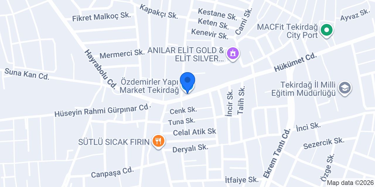Özdemirler Yapı Market Tekirdağ konumu
