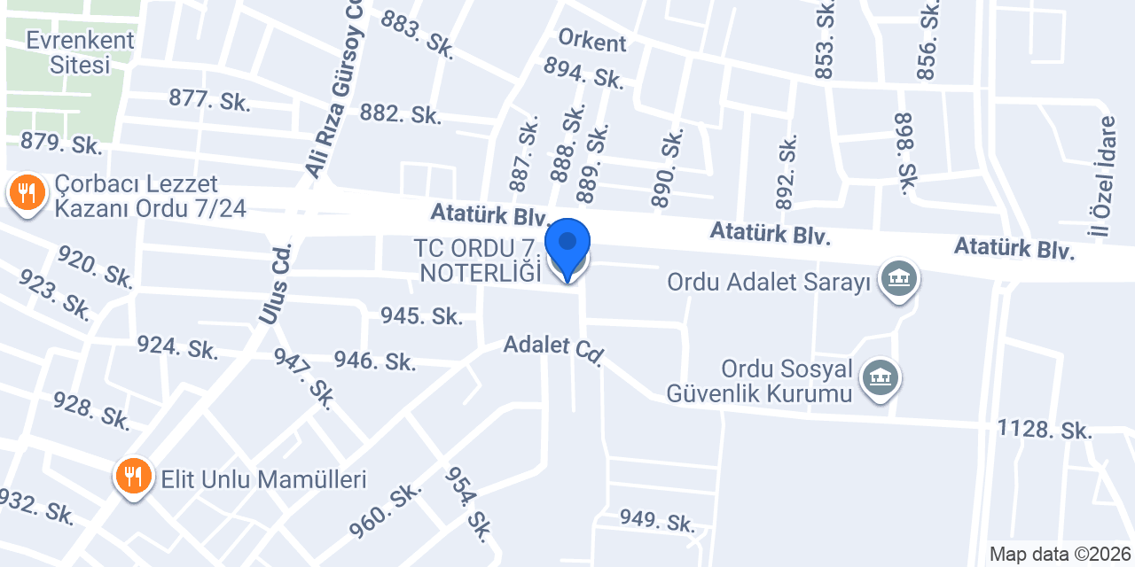 T.C. ORDU 7. NOTERLİĞİ konumu