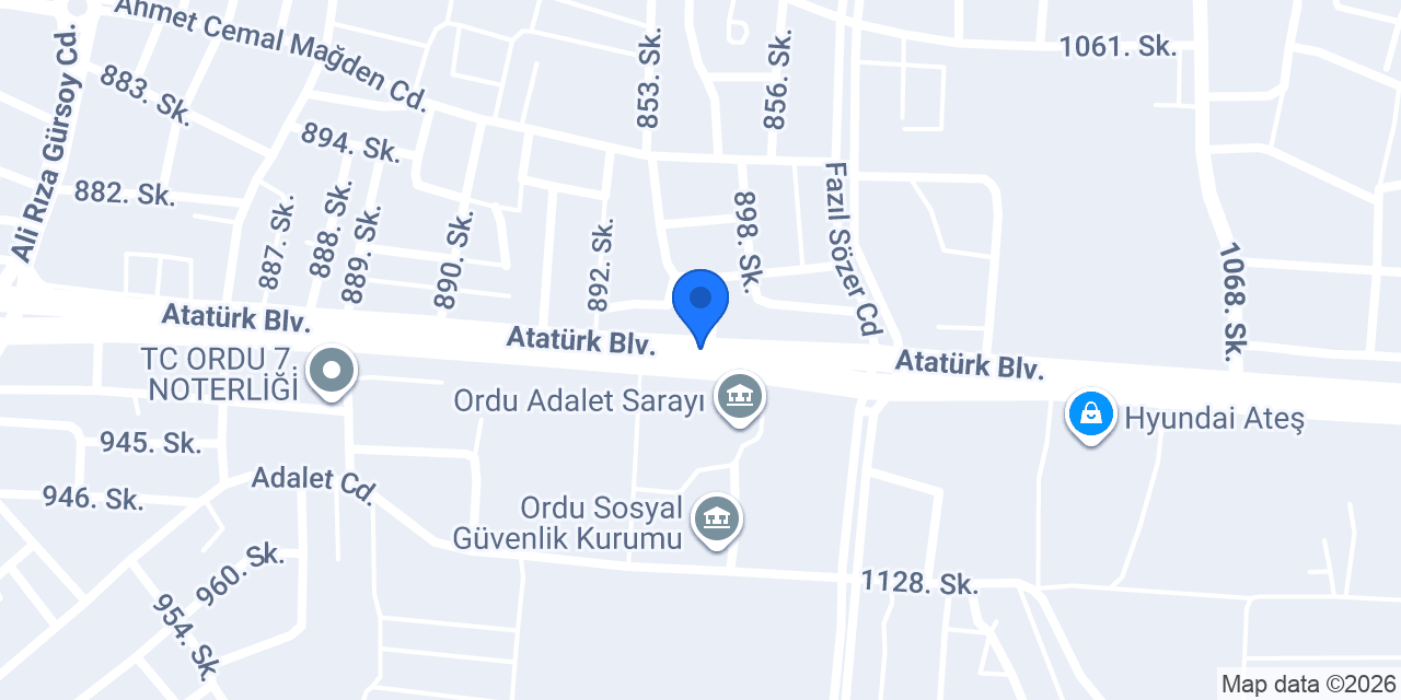 Ordu Kuzey Dekor konumu