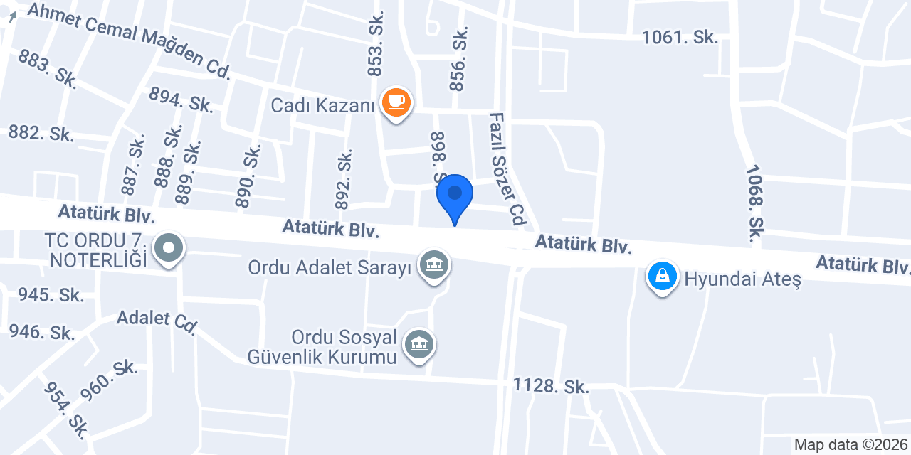 Ordu Veteriner Kliniği konumu