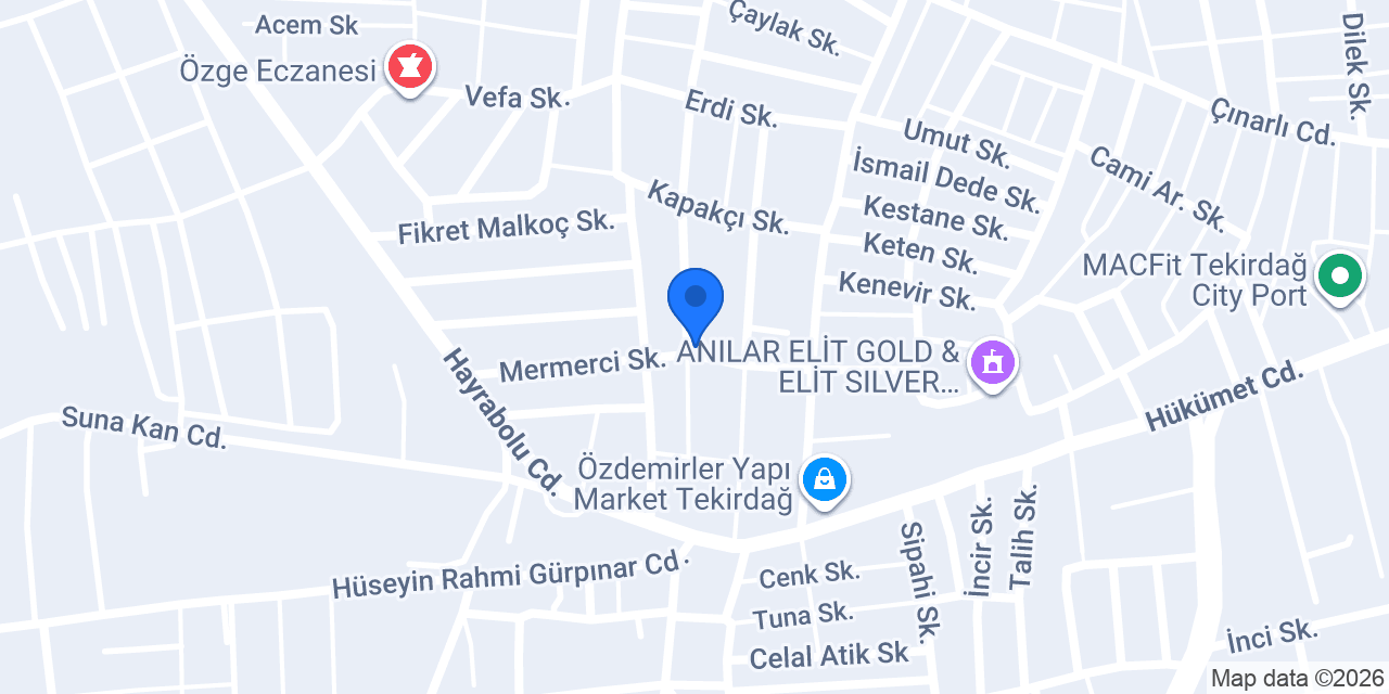 Üstün Yufka ve Kadayıf Tekirdağ konumu