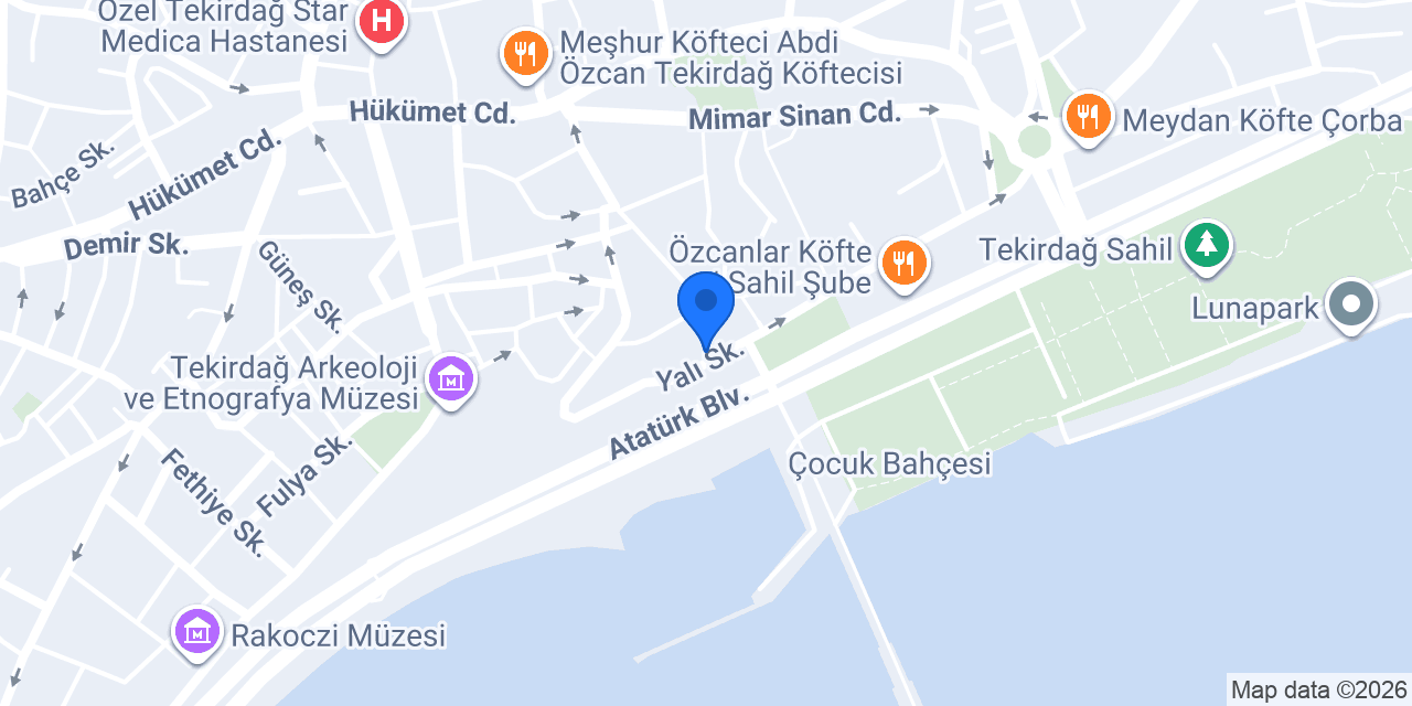Tekirdağ Yat Hotel konumu
